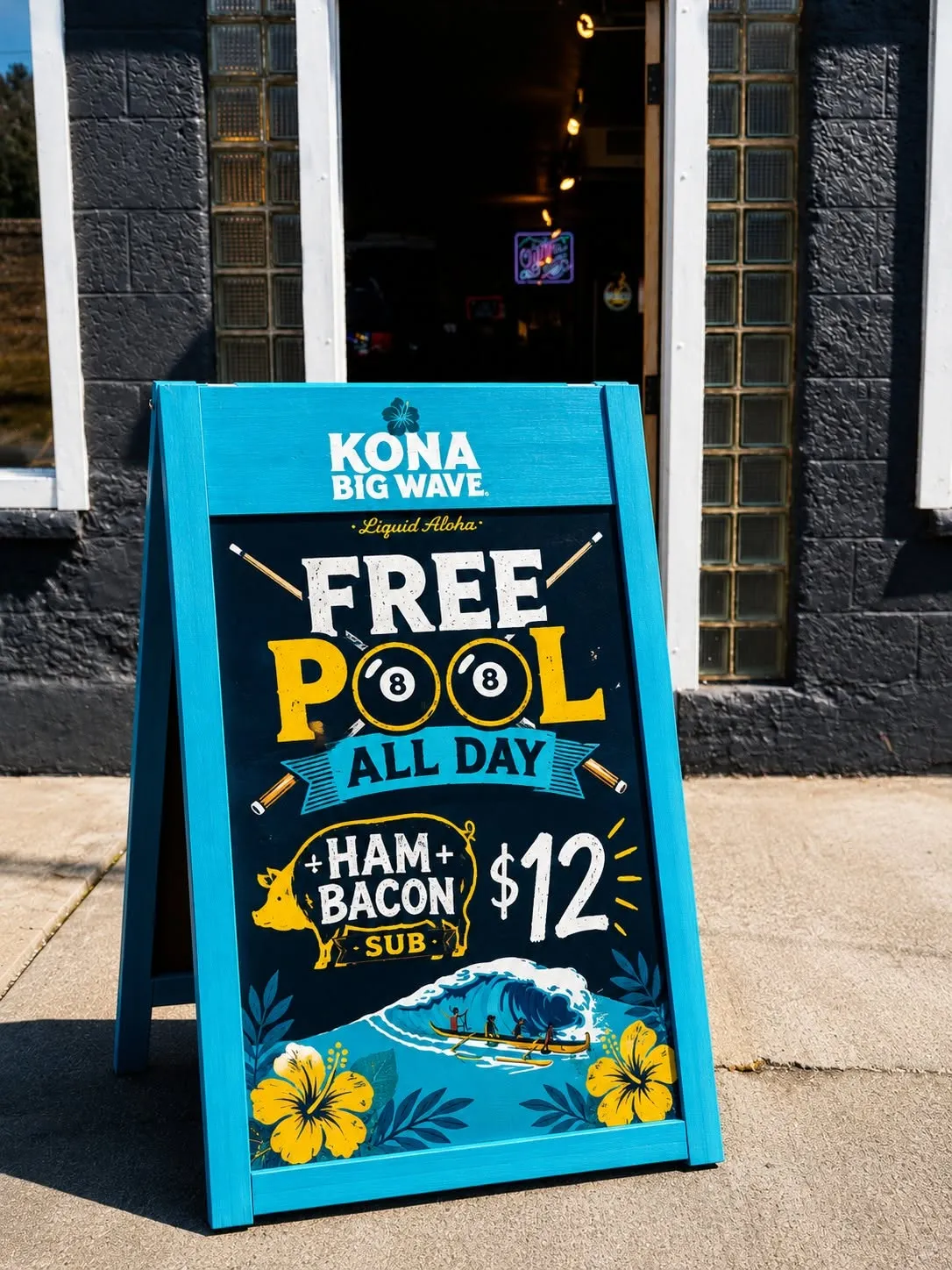 Sandwich board sign outside Old Mill Tavern in Peshastin, WA