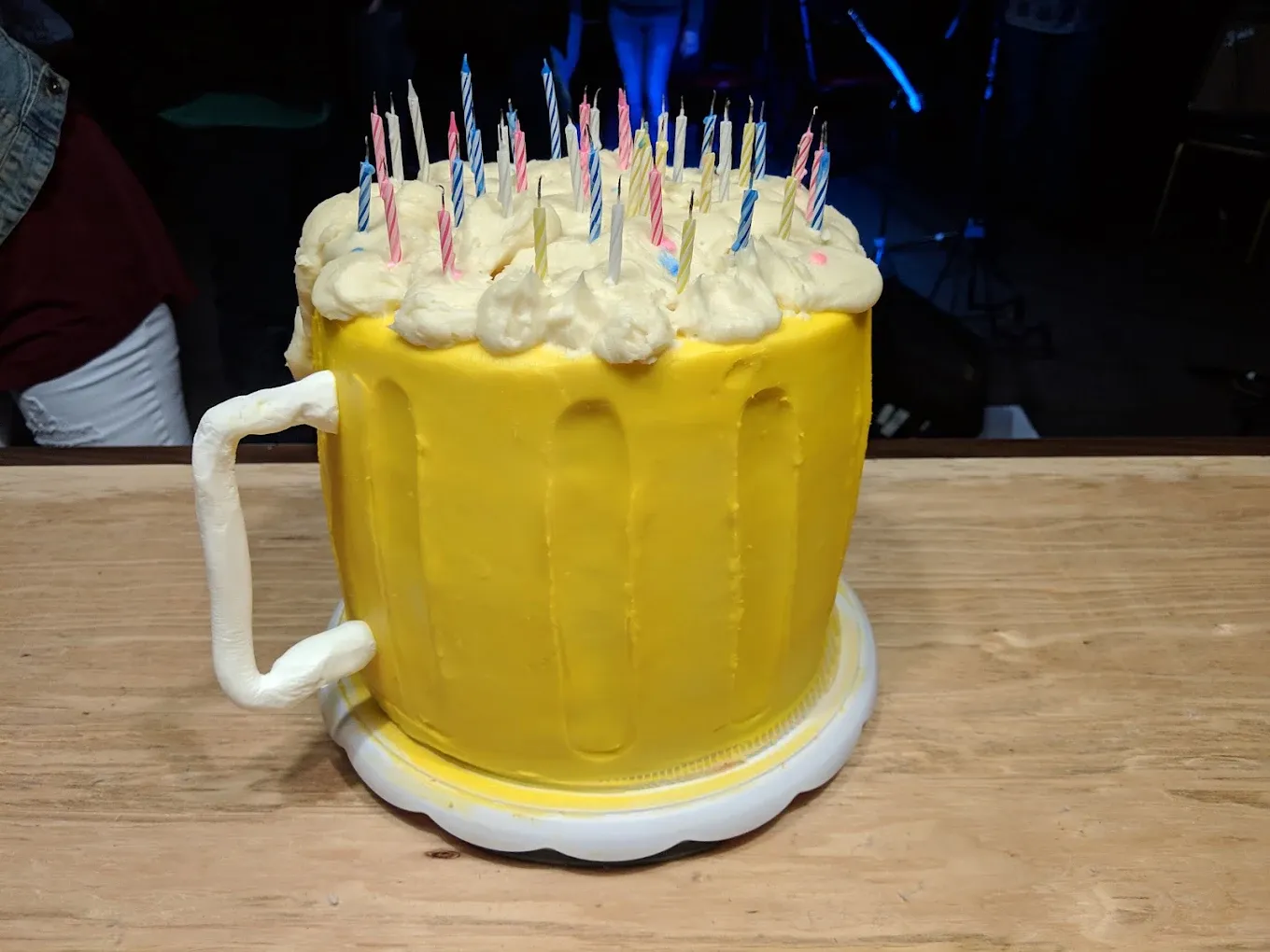 Birthday cake shaped like a frosty beer mug at Old Mill Tavern in Peshastin, WA